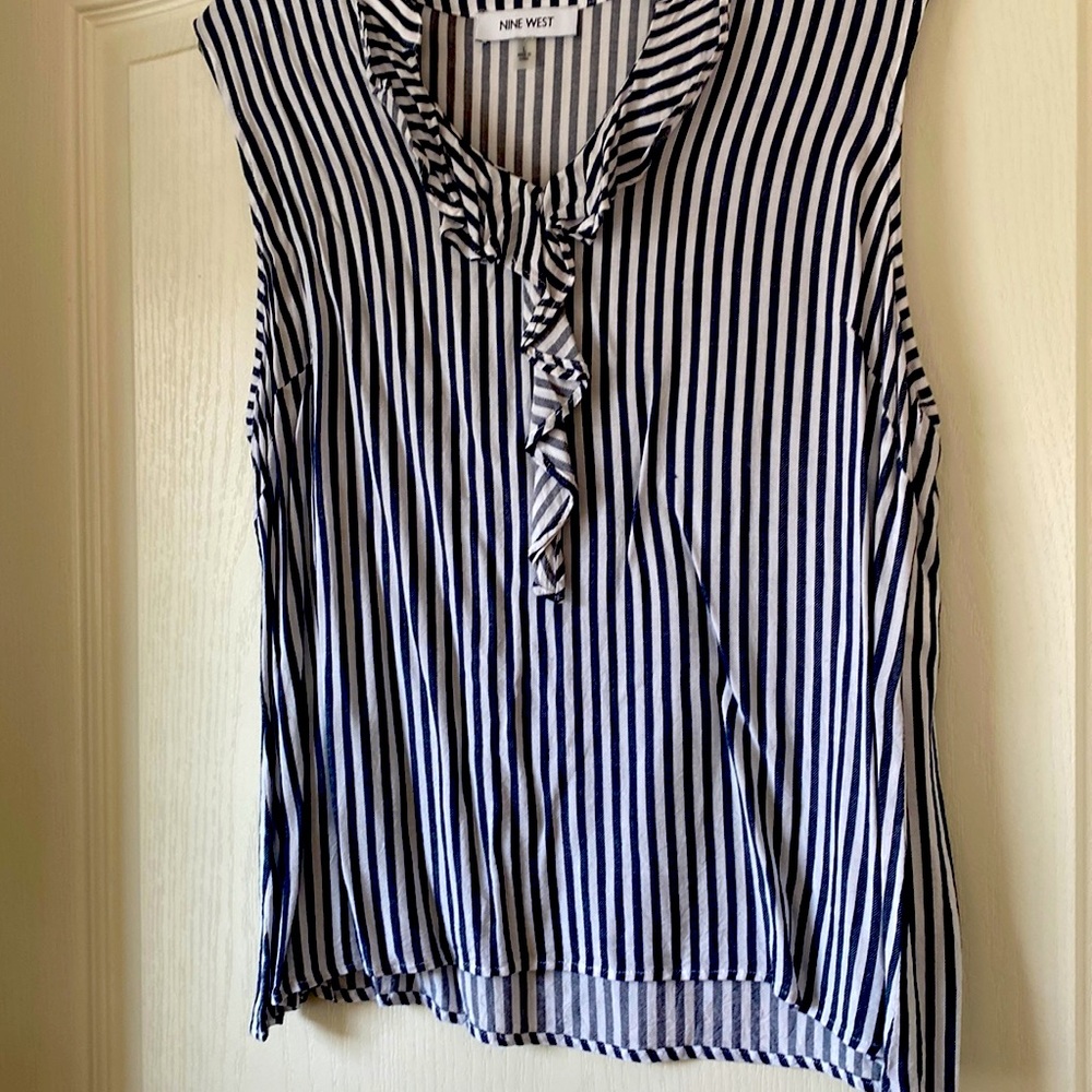 Lightweight black and white striped summer blouse